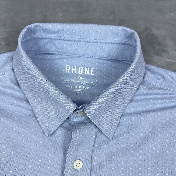 Rhone Shirt Mens M Blue Commuter Italian Fabric Slim Fit Performance Stretch - Picture 3 of 11